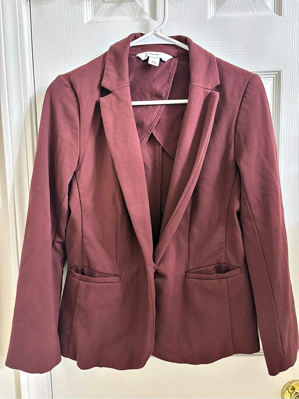 Old Navy Women’s Small Burgundy Ponte Knit Blazer Stretch Workwear Jacket